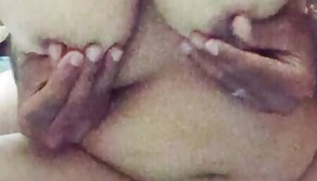 Indizona is enjoying her hot sexy huge boob pressing by her stepson and also told him to fuck her pussy and enjoy her boobs