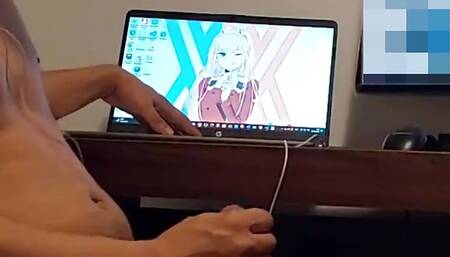 Cumming to porn