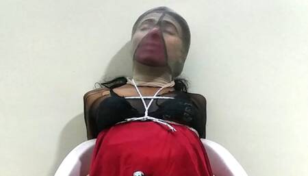 Sissy in chairtied and masturbate with vibrator