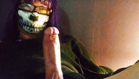 Raven LeTrap strokes her cock and cums