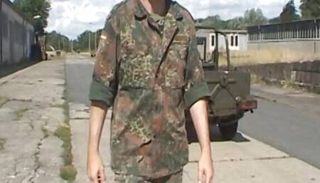 A curvy German babe gets dominated by her military master