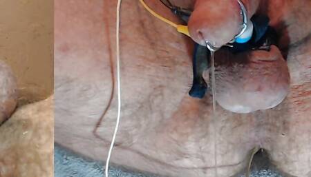 Estim session with dripping precum and twitching ass.