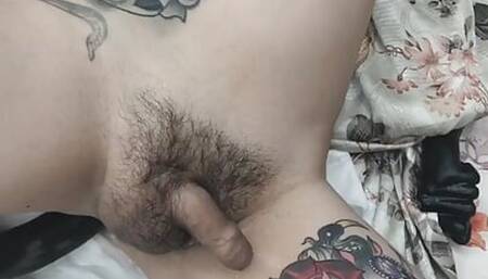 50cm long dildo propped up the stomach