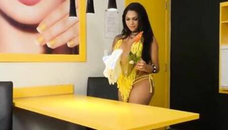 Curvy Tranny Leticia Le Farias and a Dude Trade BJs Before He Fucks Her Booty