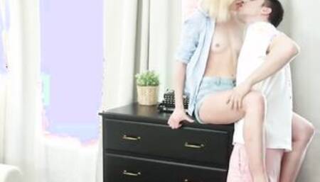 Tiny Melons Blonde Eighteen Via Lasciva Makes Passionate Love to Her Bf