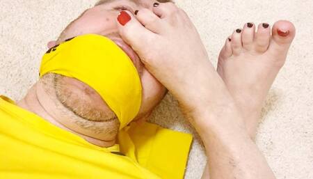 Feet in face edging bondage -BBW domination, BBW bondage,bound and gagged man,man tied up,amateur,male bondage,man in bondage,soccer kit,football kit,socks,rope bondage,gay bondage,edging,edged,feet,handjob,