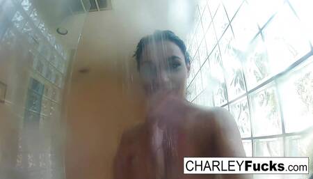 Charley Chase showers off after a good fuck