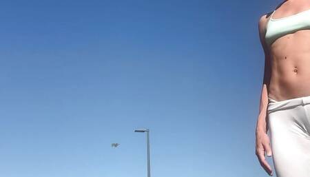 White leggings in the open