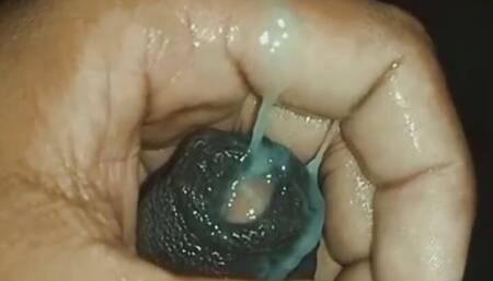 Asian black dick extremely intense orgasm cum at bathroom