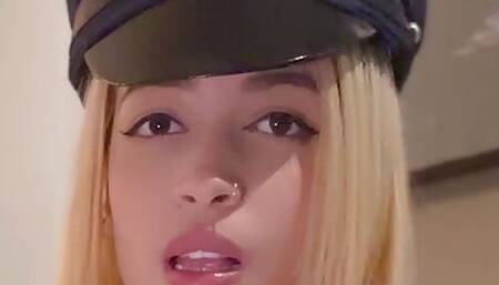 Skinny Blonde Latina Shiva Zumi Plays Good Cop Bad Cop With Her Pussy
