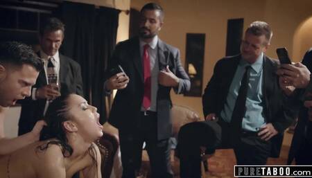 Girl Humiliated by a group of Businessmen