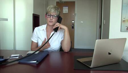 Hot secretary gets horny in the office