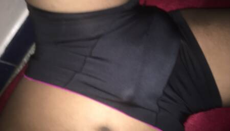 A big daddy bear pulls a fountain on his hairy belly