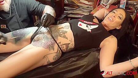 Touches Herself While Being Tattooed - Marie Bossette