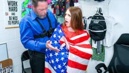 Memorial Day had petite teen stealing a flag but she got caught with it