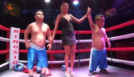 Midget boxing with fucking the ring girl