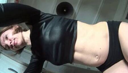 Bloated belly vacuuming after overeating (B)