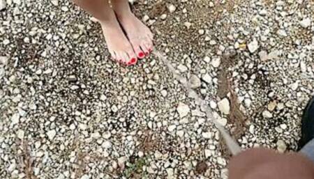 He Pee on My Feet and Ass on the Beach I love feel this Hot Rain (wmv)
