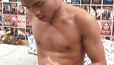 Asian boy use jerked off as a way to pass the time