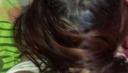 I wake up my sister-in-law with an oral on her delicious hairy ass and she makes me cum fast on her buttocks with her fast and s