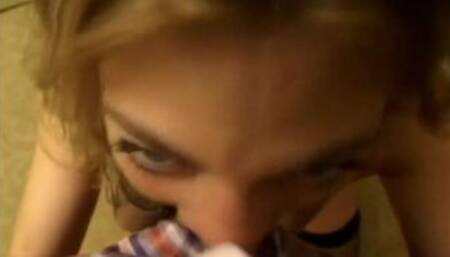 Hot Blonde Casting blowjob closeup