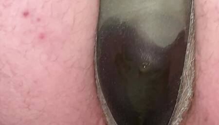 Small cock pissing in panties
