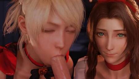 Halloween Night. Two hotties sucking cock and getting cum on their faces