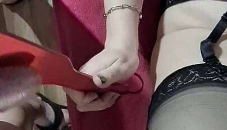 Beatiful busty bbw masturbating with huge dildo and blowjob