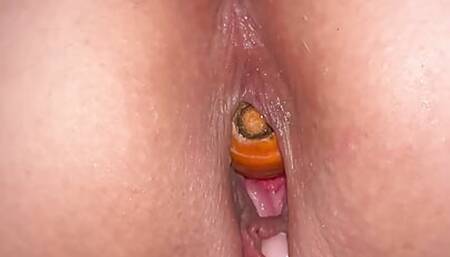 Carrot deep inside my pussy