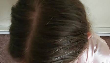 virginia on her knees giving blowjob