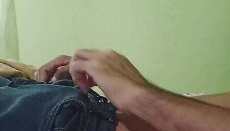 Cock sticking out of jeans