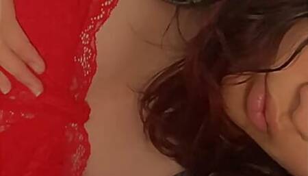 Trans girl playing with her tits xo