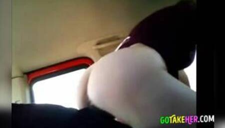 Girlfriend fucks black guy in car while cuck drives