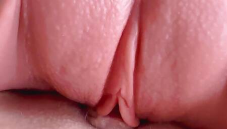 Pussy to pussy close up rubbing. Girl is playing with toy pussy and gets hard orgasm in the end. Lesbian masturbation