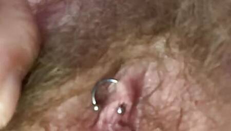 Styling pubes with lumpy lube and gaping my tight tiny pussy holr