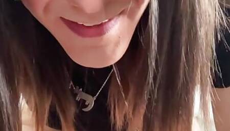 Sexy trans riding dildo and cum without touching