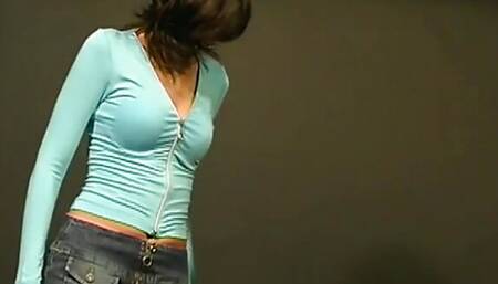 Gabriela's first porn an exhibitionist street whore masturbating her brunette pussy with a sex toy