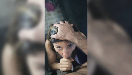 She loves this submissive young lady to give my cum to her face