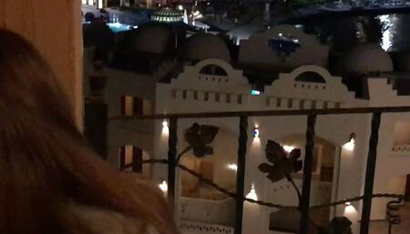 Public fuck teen slut on hotel balcony