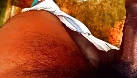 Pull out hard black dick homemade outdoor public solo fun and sloppy juicy cum flowing
