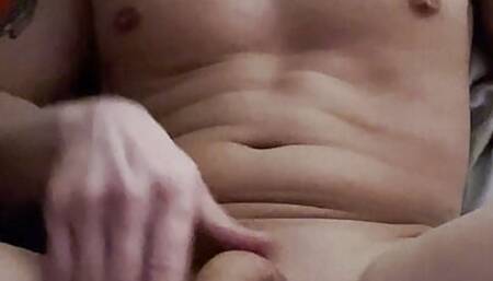 Tiny soft cock turns into huge hard cock cumming