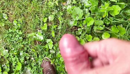 Wanking and walking through the woods