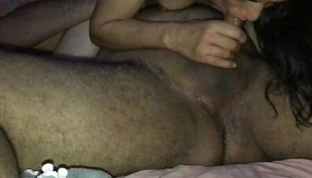 I got horny to sleep and fucked my rich husband sloppy deep blowjob in 69