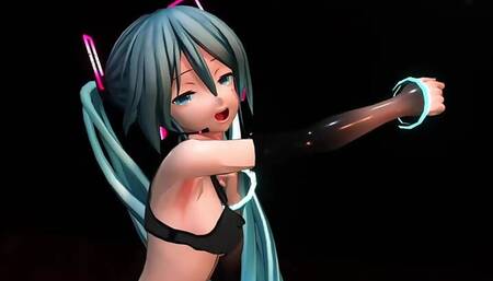 Hatsune Miku Dancing In Sexy Black Tight Clothes (3D HENTAI)