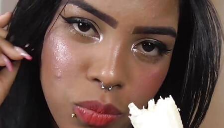 Ebony teen banana eating!