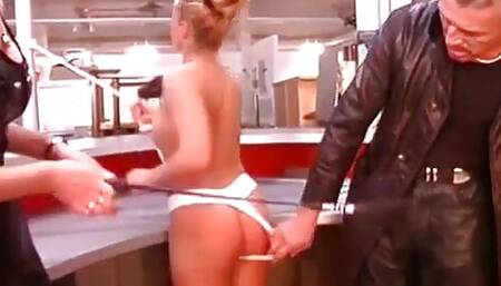 Master Ole and Domina Saskia make their unruly blonde slave