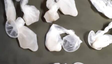 My own frozen cum condom collection