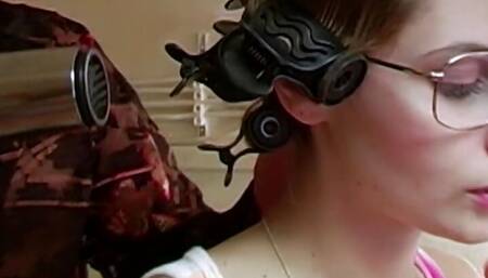 A cute German teen loves eating all the cum from a long rod