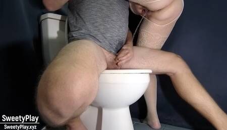 Pee on his cock while he was on toilet