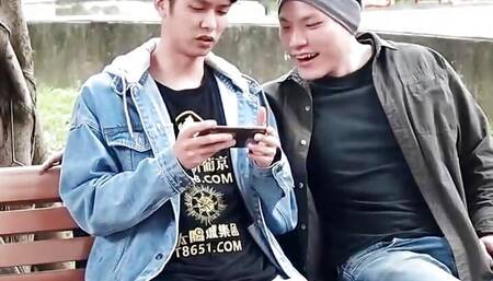 Big breasted girl orgasms during sex under dicks of two men